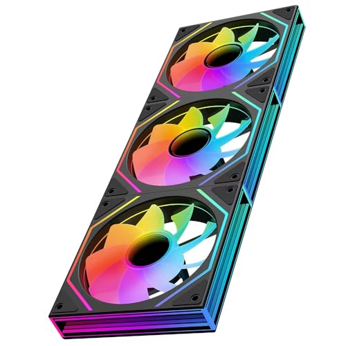 Image of Prism6 MAX 120mm ARGB PC Case Fans - 3-Pack with Infinite Mirror RGB Lighting, PWM Control 800-1850 RPM, Black Reverse Airflow