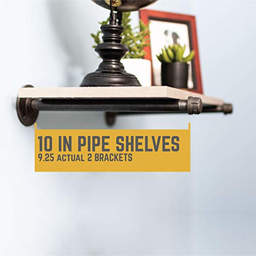 Rustic Pipe Decor Industrial Shelf Brackets – Set Of Two, Industrial Steel Grey Iron Fittings, Flanges And Pipes For Custom Floating Shelves, Vintage Furniture Decorations, Wall Mounted Hanging Diy #TOP5
