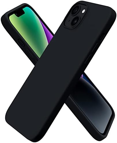 ORNARTO Compatible with iPhone 14 Plus Case 6.7, Slim Liquid Silicone 3 Layers Full Covered Soft Gel Rubber Phone Case Protective Cover 6.7 Inch-Black