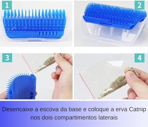 Brinquedo Para Gato Coçadinha Coçador Roçador Escova Massageadora Canto Parede Com Catnip Coçadinha