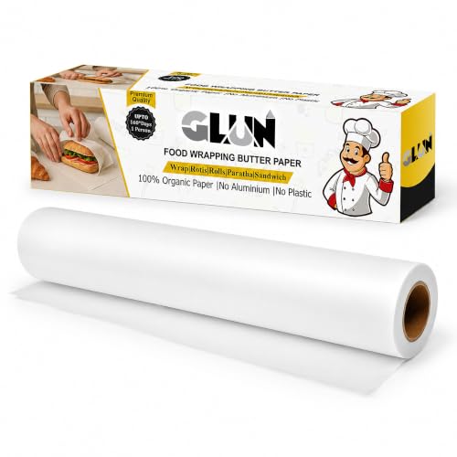 Image of GLUN 55Meter Roti Cover Wrapping Paper Roll, Non-Stick Back Food Wrapping Paper, Roti Wrapping, Baking Non-Stick, Re-Heatable, Oven Safe Paper