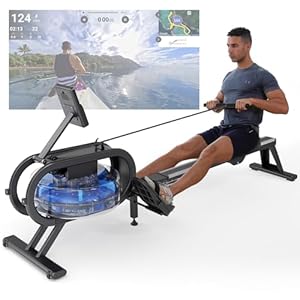 Rameur d&rsquo;appartement avec Réservoir d&rsquo;eau 6 Niveaux de Résistance écran LCD Multifonction Support de Tablette réglable Capacité de Poids 150KG