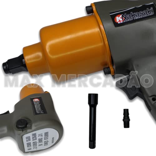 Kit Chave Impacto Pneumática 1/2 Pol Com Acessórios Parafusadeira 17pçs