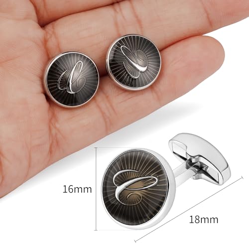 AMITER gemelos iniciales para hombre negro y plata miniatura 6