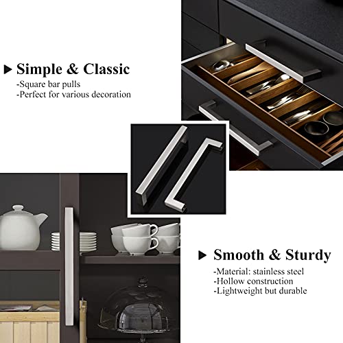 Probrico Stainless Steel Kitchen Cabinet Square Handles Brushed Nickel 5 In Holes Centers, 5.5 In Total Length 10 Pack #TOP1