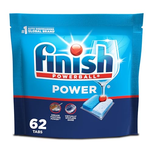 Finish Power Dishwasher Pods, No Pre-Rinse Dishwasher Detergent Soap For Deep Clean & Shine with Degreasing Power, 62 Count