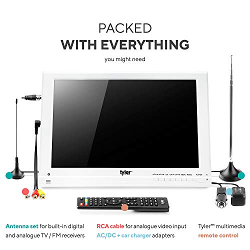 Tyler TTV707-13 13.3" Portable Battery Powered LCD HD TV Television with HDMI, USB, RCA, and SD Card Inputs | White - Thumbnail 7