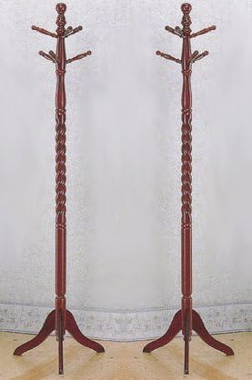 2 Cherry Finish Twist Style Wood Coat/Hat Racks