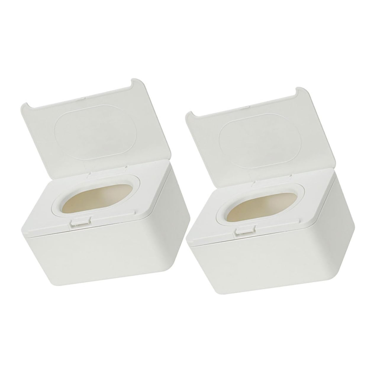 Lot de 2 Boîtes à Lingettes Humides en Plastique, Design Compact et Couvercle, pour Bureau et Salon, Boîte Distributrice de Mouchoirs