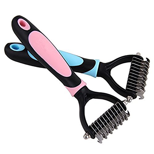 Marchandises Pour Chiens Utiles Inoxydable Chien Chat Cheveux Peigne brosse Râteau Toilettage Pet Démêlant Peigne En Brosse À Cheveux Lisse Cheveux Peigne (Bleu)