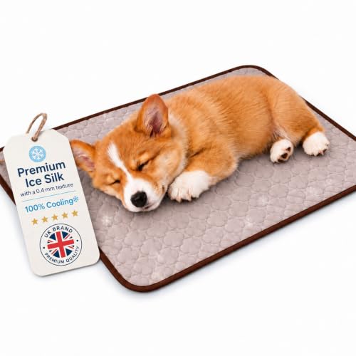 Tomtsucb Cooling Mat for Dogs XL, Washable Self Cooling Dog Mat Large, Breathable Non Slip Pet Cooling Mat for Dogs Large, Cats, Crates, Sofa, Car & Garden (Brown,M(62 * 50cm))