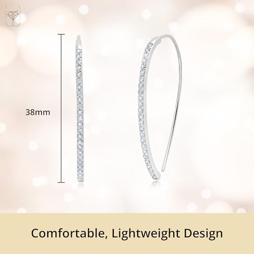 925 Sterling Silver Cubic Zirconia Threader Earrings for Women | Hypoallergenic & Lightweight CZ Dangle Threader Earrings by MAX + STONE4