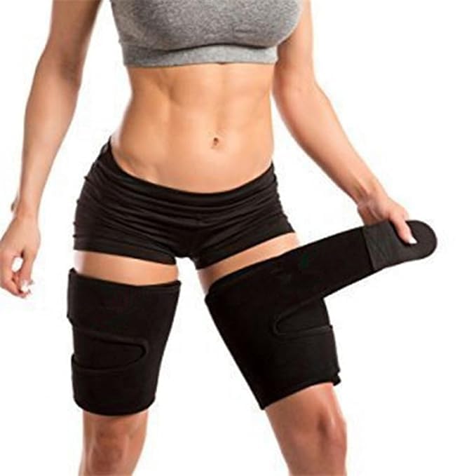 Premium Thigh Trimmers for Men & Women - Body Wrap Sauna Waist Trainer for Your Legs (Black, S: 29" X 8")