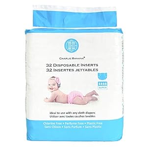 Charlie Banana Absorbent Disposable Inserts for Cloth Diapers, Hybrid Cloth Diaper System, 32-Pack