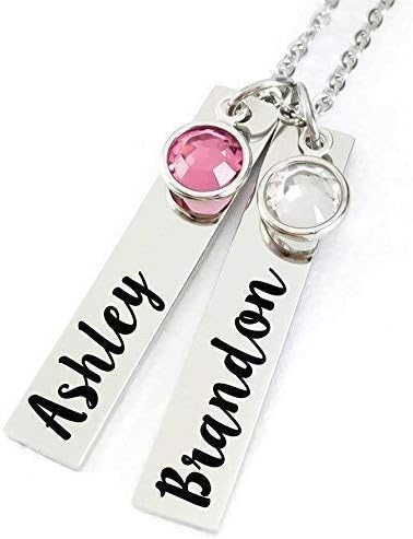 Mother's Day Gift - Personalized Necklace- Kids Names - Birthstone Crystals - Custom Mommy Jewelry Present for Her Mom Grandma