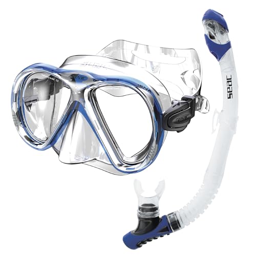 Set de snorkel SEAC contra filtraciones con máscara de doble cristal templado y tubo seco