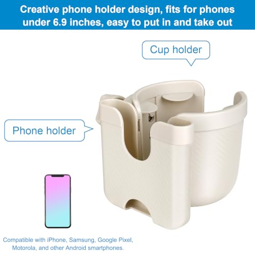 Image of Accmor Stroller Cup Holder with Phone Holder, Bike Cup Holder, Universal Cup Holder for Uppababy Nuna Strollers, 2-in-1 Drinks Holder for Walker, Wheelchair, Scooter