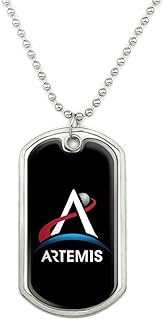 GRAPHICS & MORE NASA Artemis Moon Logo Military Dog Tag Pendant Necklace with Chain