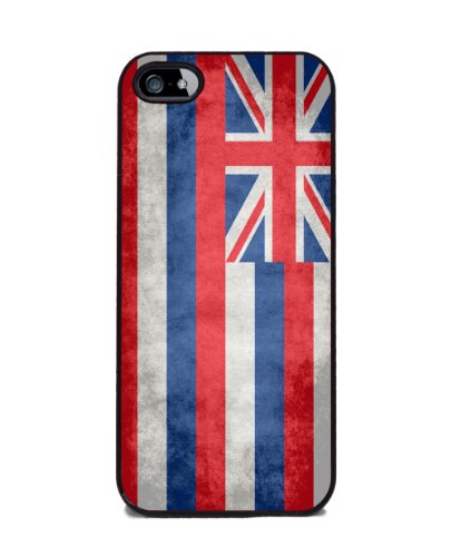 Hawaiian State Flag - iPhone 5 or 5s Cover, Cell Phone Case - Black Silicone Rubber Sides