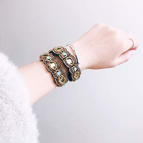 Inspirelle 5 Count Beaded Elastic Headband, Fashionable Handmade Beading Hairbands For Lady Women Girls #TOP3