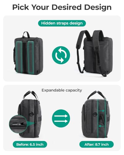 Image of BAGSMART 3 In 1 Laptop Bag for Men Expandable Computer Bag 17.3 Inch, Gray | Messenger Bag Briefcase Work Bag Business Travel Office