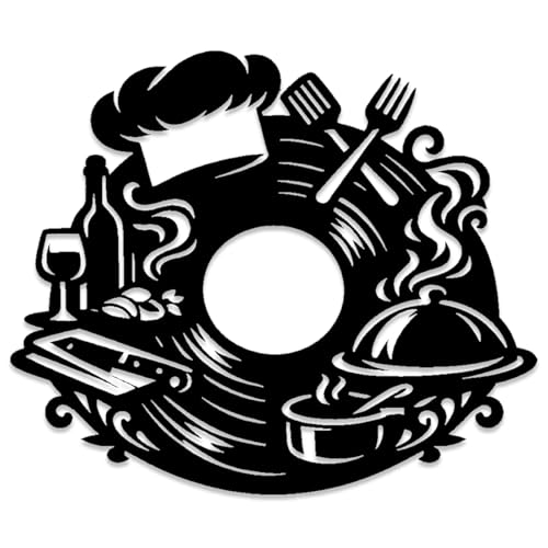 Kitchen Wall Art Metal Sign Chef Cooking Tools Vinyl Record