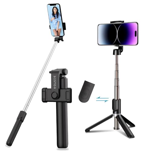Image of BESTOR Selfie Stick Tripod with Wireless Remote, Extendable 3-in-1 Bluetooth Stand for Vlogging, Photography, Reels & Video Calls, Compact & Portable (Black)