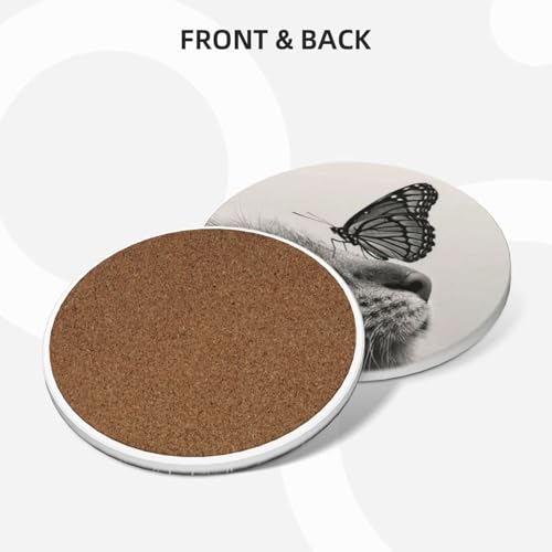 Dessous de verre céramique chat papillon support de verre