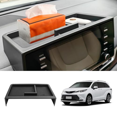 Zekrom Center Console Dash Storage Tray for Toyota Sienna 2021-2024 Interior Accessories, Dashboard Hidden Storage Organizer Behind Screen Tissue Sunglasses Holder