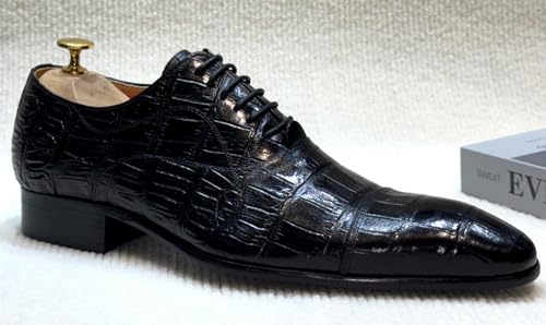 Santimon Men’s Genuine Leather Oxfords Dress Formal Shoes, Comfortable Crocodile Pattern Lace-Up Shoes for Business & Weddings4