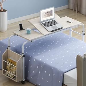 WJFTODAY Überbetttisch mit Rollen und kippbarer Tischplatte