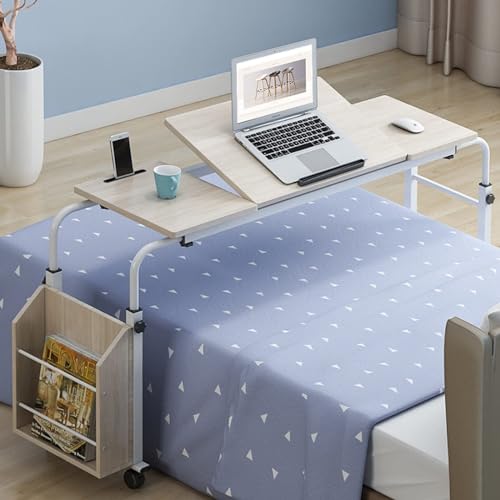 WJFTODAY Überbetttisch mit Rollen und kippbarer Tischplatte