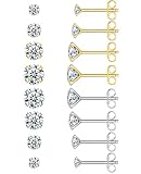 Earrings for Women, 8 Pairs Stud Earrings Set for Men Girl, COMOSO 18K Yellow and White Gold Plated
