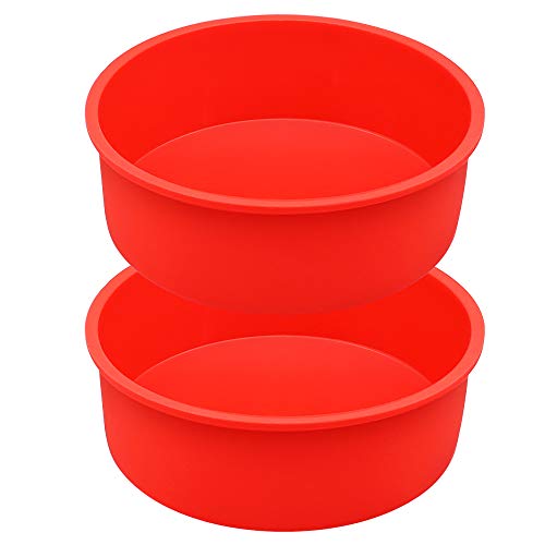 6 Inch Round Cake Pans 2 Pcs Silicone Cake Molds Non-stick Baking Mold Quick Release Baking Pan for Baking Cake, Cheese Cake and Chiffon Cake, Red