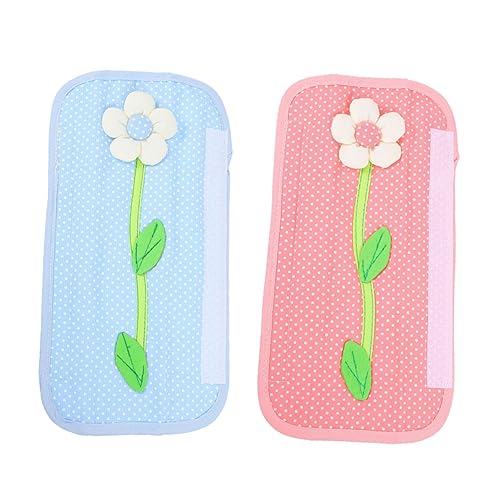 Operitacx 2 piezas Protectora para Manijas de Frigorífico con Diseño Floral de Unidades Azul y Rosa Resistente Manchas y Funda Lavable para Cocina y Electrodomésticos