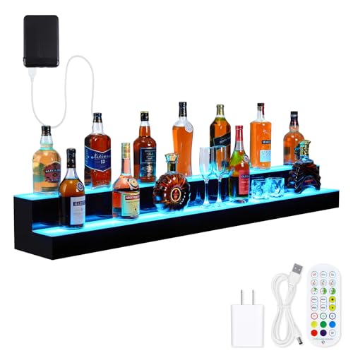 GarveeHome Wall-Mounted 2 Layer 60 Inch Display with Remote Control - Dynamic Led Lighting, Multifunctional Display, Quality Materials, Mobile Phone Connectivity