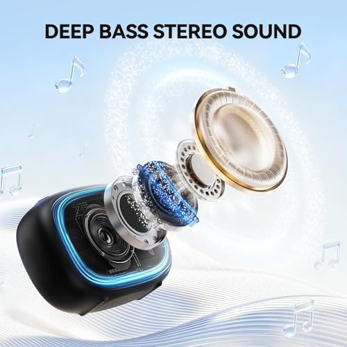 TECKNET Portable Bluetooth Speaker, IP67 Waterproof Speaker with Stereo Sound, Up to 30H Playtime, Magnetic Design, BT 5.4, TWS Pairing Small Bluetooth Speaker for Home/Party/Outdoor/Travel - 1