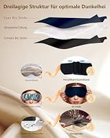 Aosun Schlafmaske Seide für Seitenschläfer, 100% Bio Maulbeerseide, 100% Lichtblockierende Schlafbrille mit Verstellbarem Band für Frauen & Herren & Kinder, Kompakt Schlaf Augenmaske für Reise Gadget – Ansicht 5