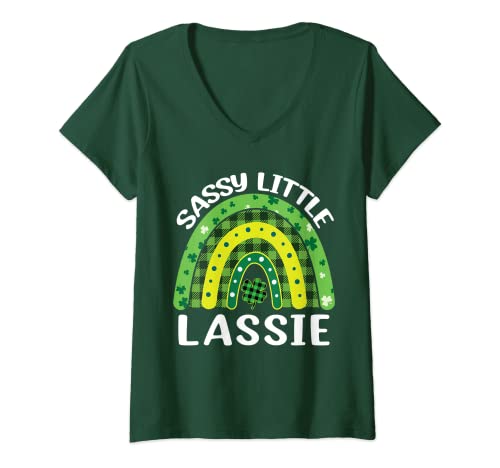 Mujer Sassy Little Lassie - Día de San Patricio Camiseta Cuello V Cover