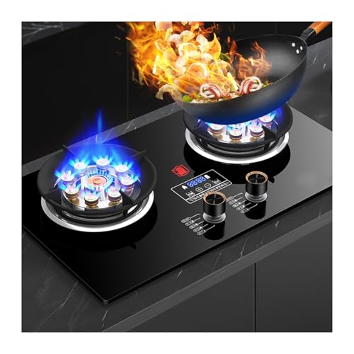 Cuisinière À Gaz 2 Feux 5,2 KW, Minuterie Indépendante Double Face, Panneau En Verre Trempé For Cuisine Domestique Avec Protection Anti-extinction(NG)