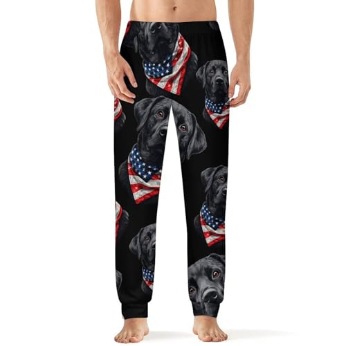 Labrador Retriever Dog U.S.A Flag Men's Pajama Pants Lounge Pant Sleepwear PJ Bottoms