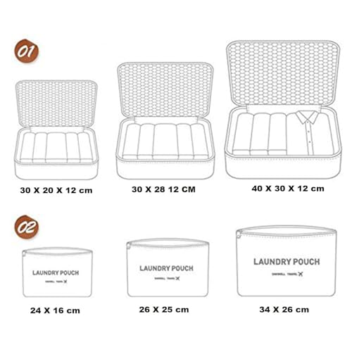 Image of Travel Organizer Pouch Set of 6, Space Saver Packing Cubes for Suitcase, Clothes, Underwear, Socks and Shoes (GREEN)