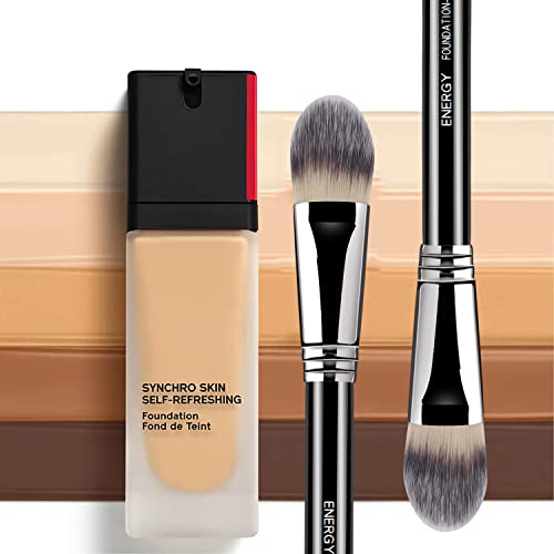 Flat Foundation Brush For Liquid Makeup Energy Tapered Foundation Makeup Brushes Large Flawless For Liquid Cream Cosmeitcs Buffing Blending Premium Vegan Dense Face Makeup Brush F60 #TOP4