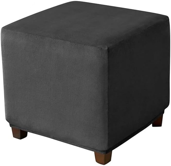 2pcs Velvet Square Ottoman Cover Soft Elastic Footrest Slipcovers for Living Room House Pouf Stool Covers Furniture Protector