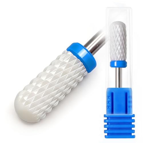 Fantexy Ceramic Nail Drill Bit, 3/32'' Cylindrical, White, Medium