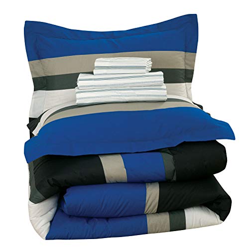 Kidz Mix Mf Rugby Stripe White Full 8Pc Comforter Set #TOP3