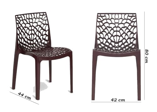 Image of Binani Web Designer Plastic Chair for Home, Office and Restaurant and Cafe|Armless Chair for Dining Room| Heavy Duty Outdoor Plastic Chair | Designer Balcony Chair (4, Brown)