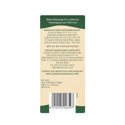 Figaro Baby Massage Oil With Goodness Of Natural Olive Oil Enriched With Vitamin E, Dermatologically Tested, 100 Ml