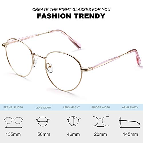 Image of Blue Light Blocking Glasses for Women, Retro Round Computer Gaming Glasses, Anti Eyestrain & Reduce Headache