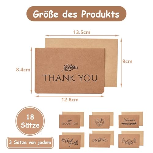 Dreamil Kraftpapier Umschläge Vintage 18 Stück Briefumschläge mit Karten Briefkuvert Briefhülle für Grußkarten Einladungskarten Dankeskarten DIY Geschenkkarten (6 Style)